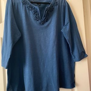 3X Petite Talbots Slate Blue Beaded Tunic